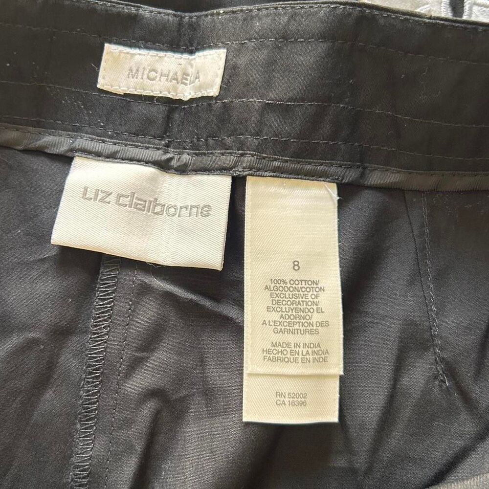 Cotton black white floral capri ankle relaxed resort pants | size 8 - Picture 6 of 7